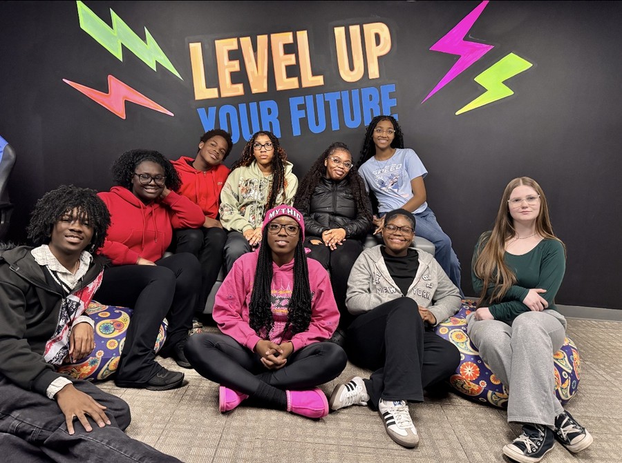 Guided Grace FYS youth gathered in the Level Up Your Future program space